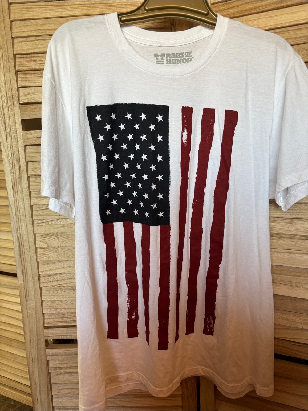 Men’s White American Flag Graphic T-Shirt Large